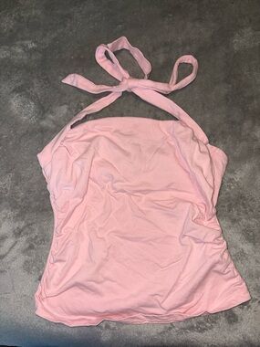 SHEIN Pink Tie-Halter Crop Top